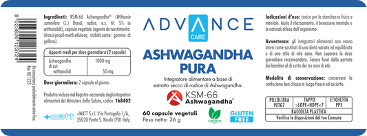 ASHWAGANDHA (per la gestione dello stress e del cortisolo elevato)